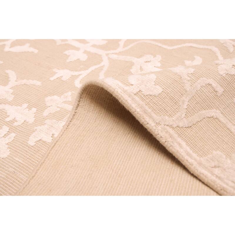 ECARPETGALLERY Hand Loomed Elysian Beige, Ivory Viscose, Wool Rug - 6'7 x 10'1