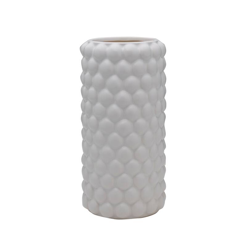 Elements White Cable Knit Ceramic Vase, 12 Inch