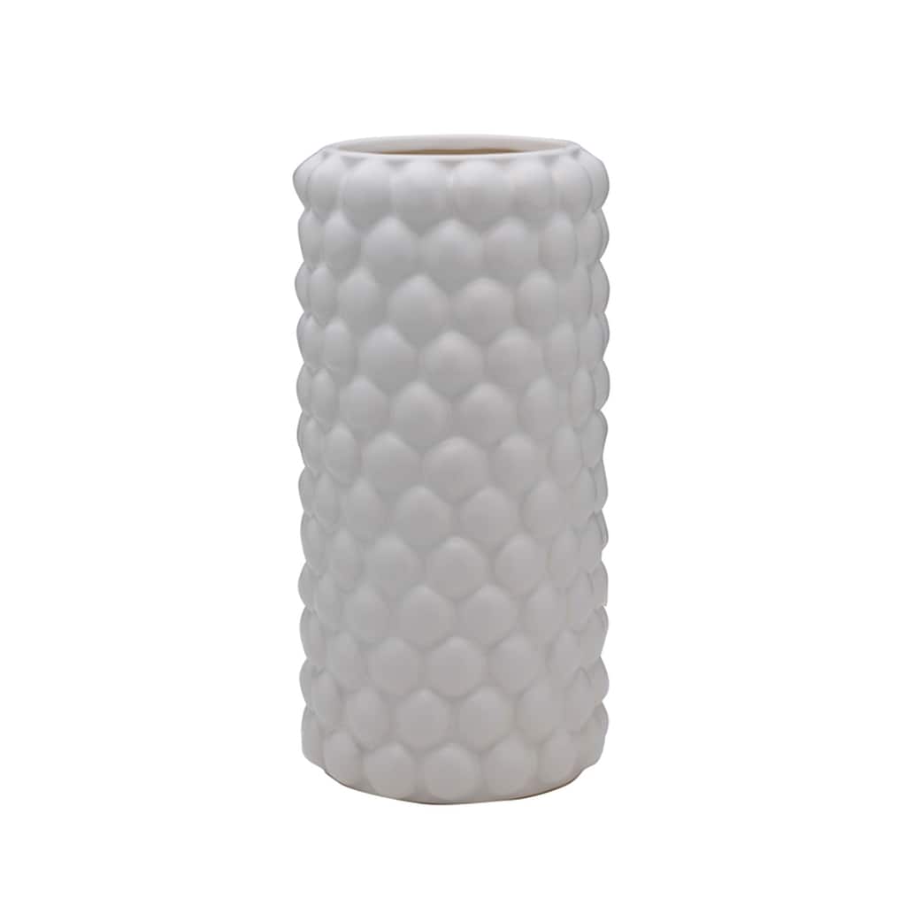Elements White Cable Knit Ceramic Vase, 12 Inch
