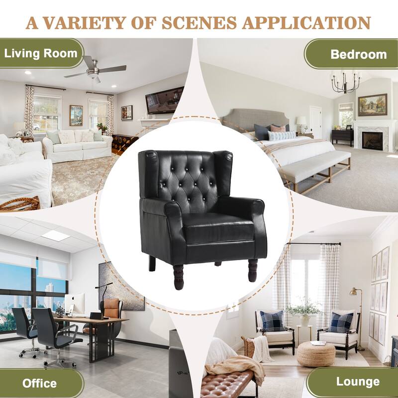 Modern Vegan Leather Upholstered Button Tufted Armchair