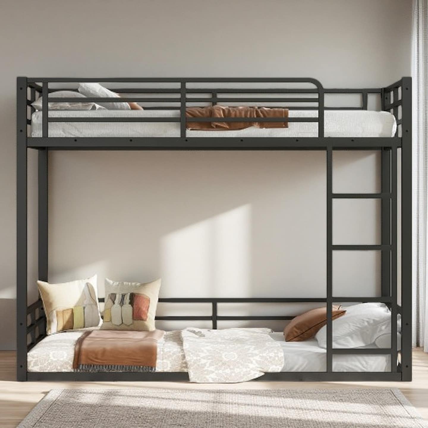 Queen over Queen Metal Bunk Bed, Sturdy Frame, Noise-Free Design, No Box Spring Required
