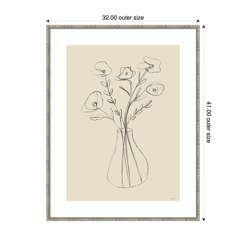 Kate and Laurel Floral Vase by Gabrielly Guedes Framed Wall Art Print