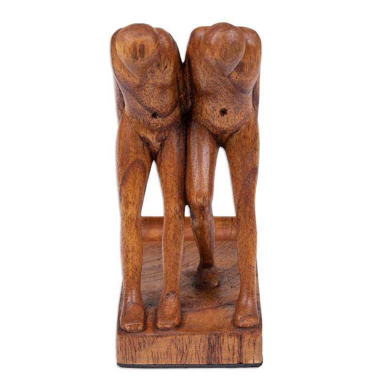 Novica Handmade Strong Brotherhood Wood Phone Holder