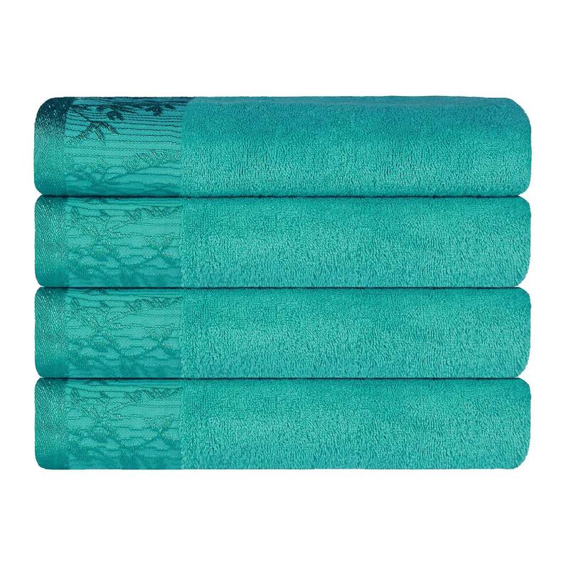 Superior Wisteria Cotton Floral Jacquard Border Bath Towel Set