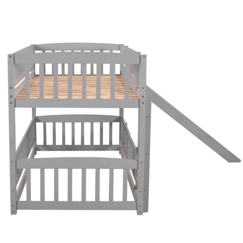 Twin Pine Bunk Bed with Slide and Fence Door