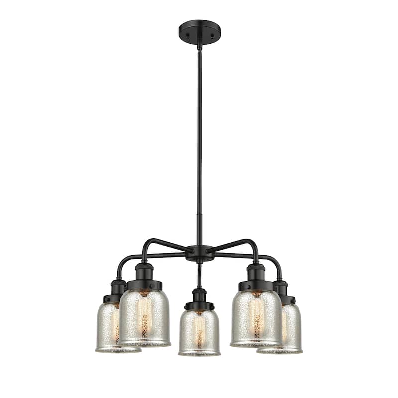 Innovations Lighting Bell - 5 Light 23" Stem Hung Chandelier - Silver Plated Mercury/Matte Black