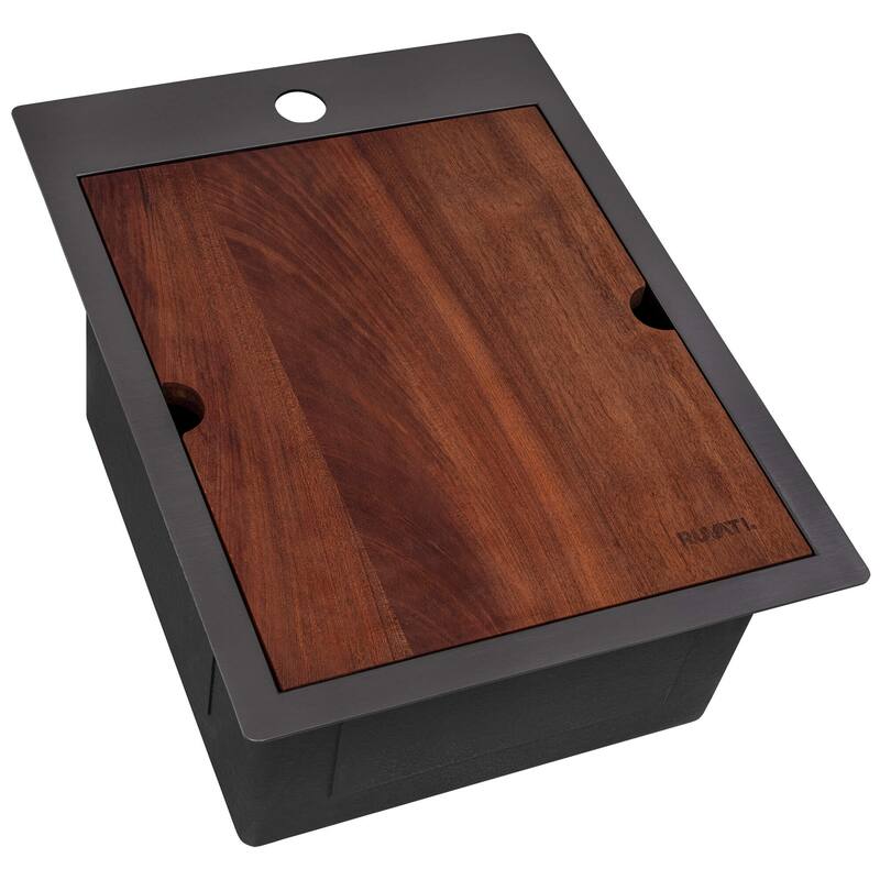 Ruvati 15 x 20 inch Gunmetal Black Stainless Steel Workstation Bar Sink Topmount - RVH8210BL