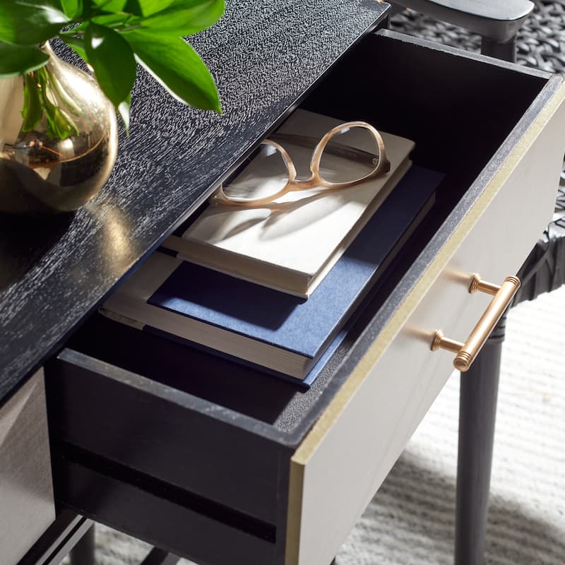 SAFAVIEH Bertina 2-Drawer Console Table - 35.5" W x 13" L x 29.5" H - 36Wx13Dx30H - Black