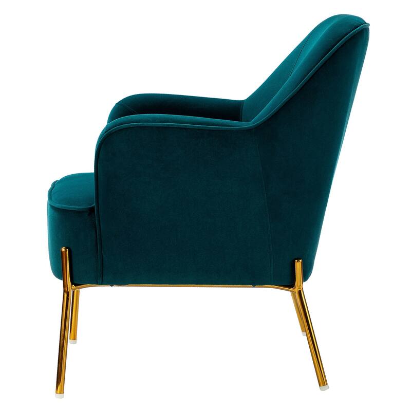Barbara Modern Velvet Accent Chair for Bedroom with Metal Legs by HULALA HOME