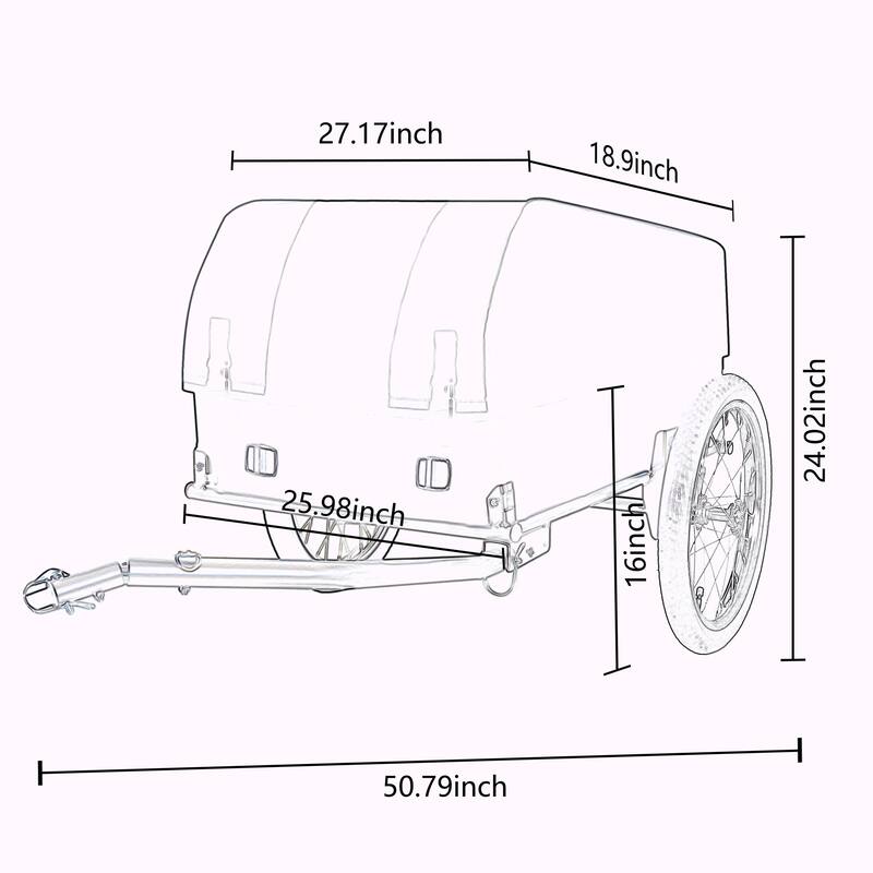 Heavy-Duty Bike Cargo Trailer with Removable Waterproof Cover - 88 lbs Capacity, 16" All-Terrain Wheels