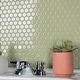 preview thumbnail 10 of 12, Merola Tile Metro Hex 1" Glossy Olive 11.86" x10.25" Porcelain Mosaic Floor and Wall Tile