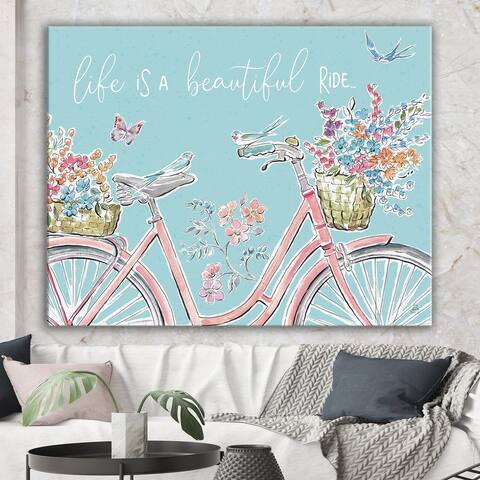 Designart 'Sparrow Spring III Crop' Traditional Canvas Artwork Print - Blue