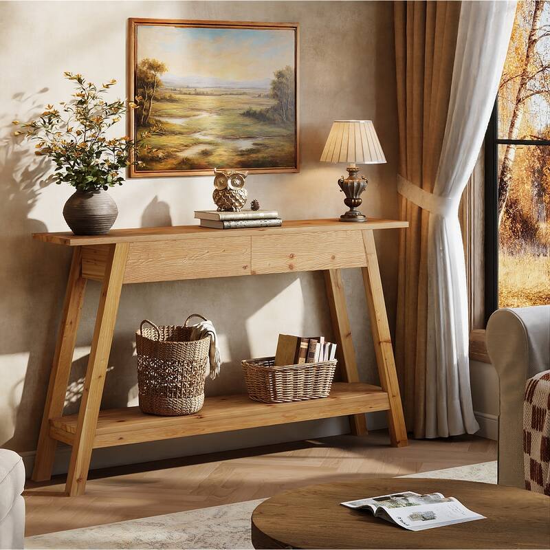 43.3 Inch Solid Wood Console Tables with 2 Drawers for Entryway / Living Room, Behind Couch - 43.31" W x 11.81" D x 31.5" H