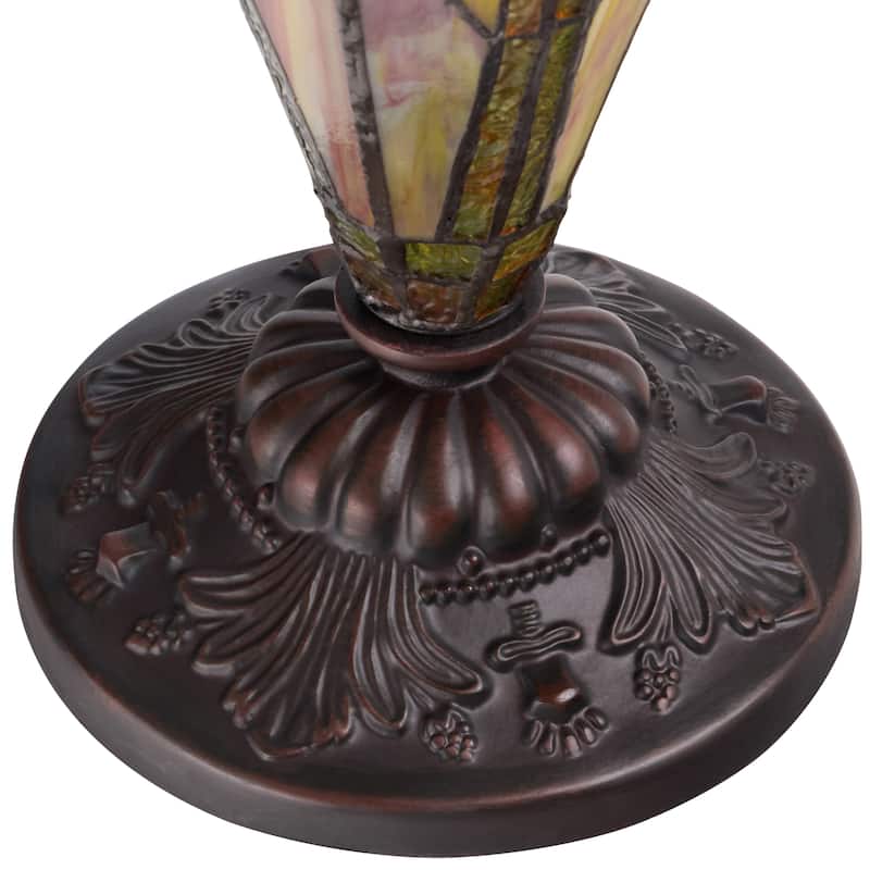 Halston River of Goods Double Lit Stained Glass 24.5-Inch Table Lamp - 18" X 18" X 24.5"