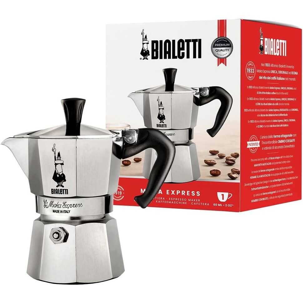 Moka Express Iconic Stovetop Espresso Maker, Moka Pot 1 Cup