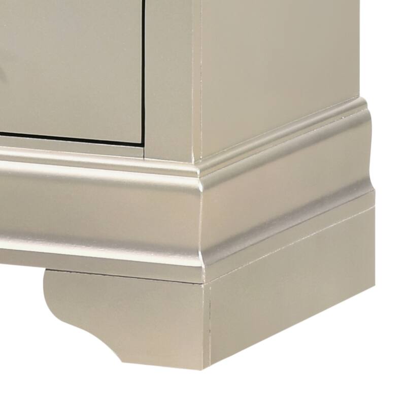 Elegant Silver Champagne Nightstand with Two Drawers