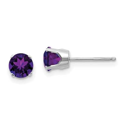 Curata 14k White Gold 5mm Genuine Gemstone Birthstone Stud Earrings