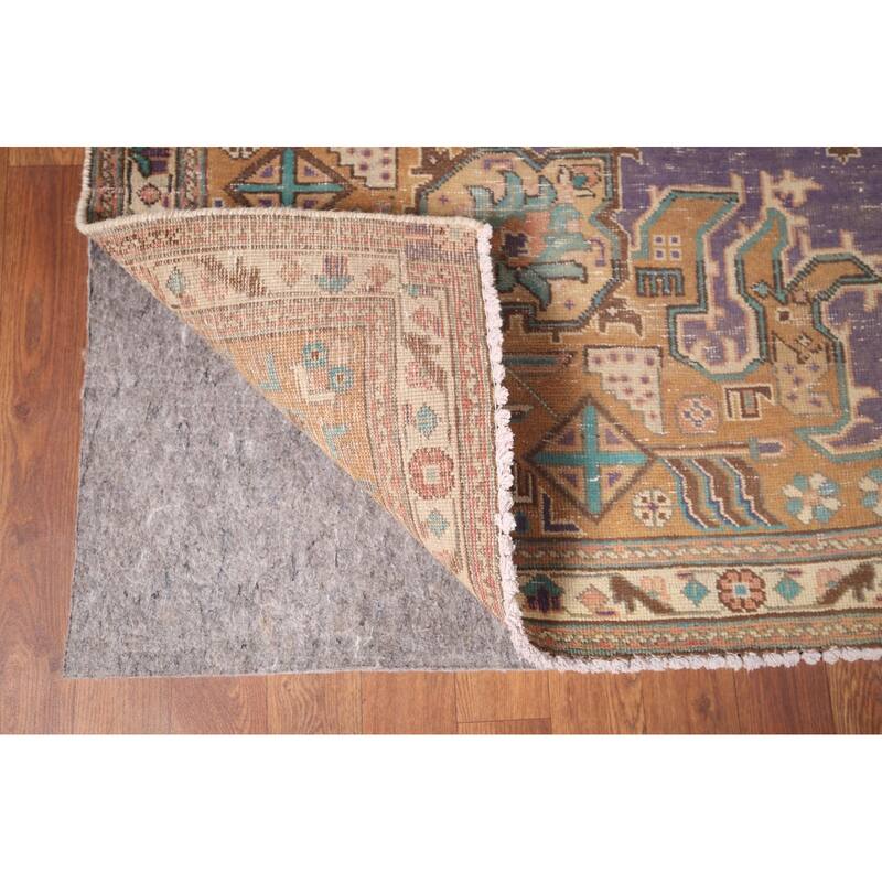 Distressed Purple Tabriz Persian Vintage Area Rug Handmade Wool Carpet - 6'0"x 9'2"