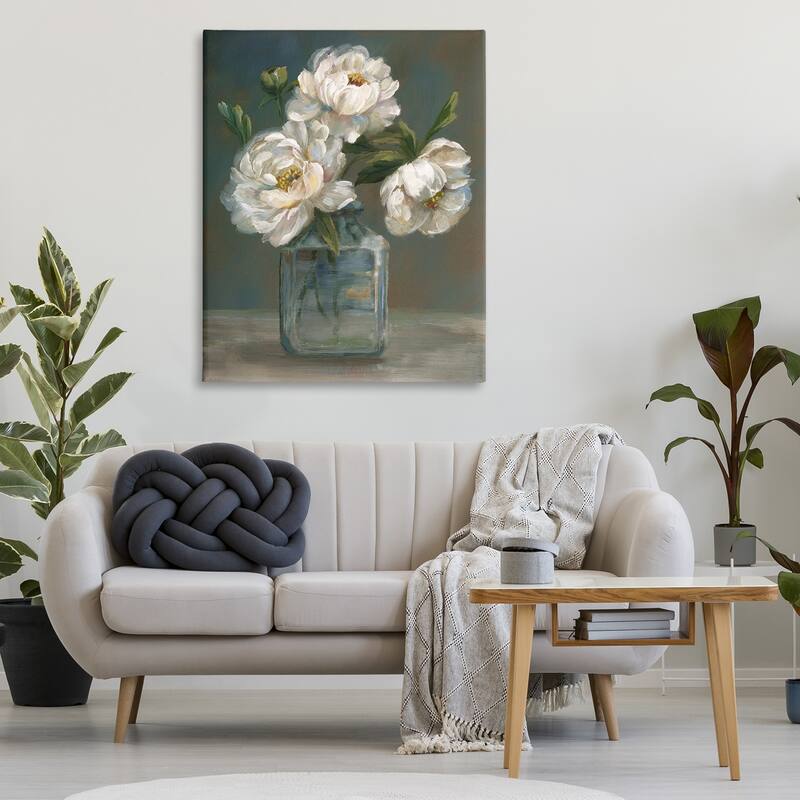 Stupell Traditional White Flower Trio Canvas Wall Art Design By Nan