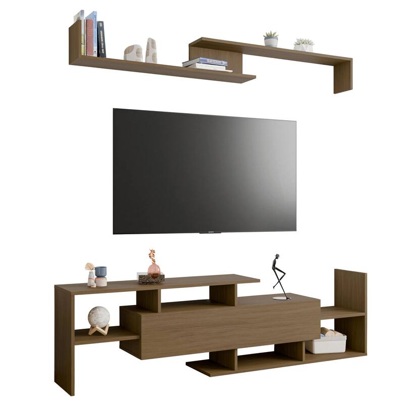 Surrey 60.2'' 2 Pc 1-Drawer Floating TV Stand Media Console with Open Shelves