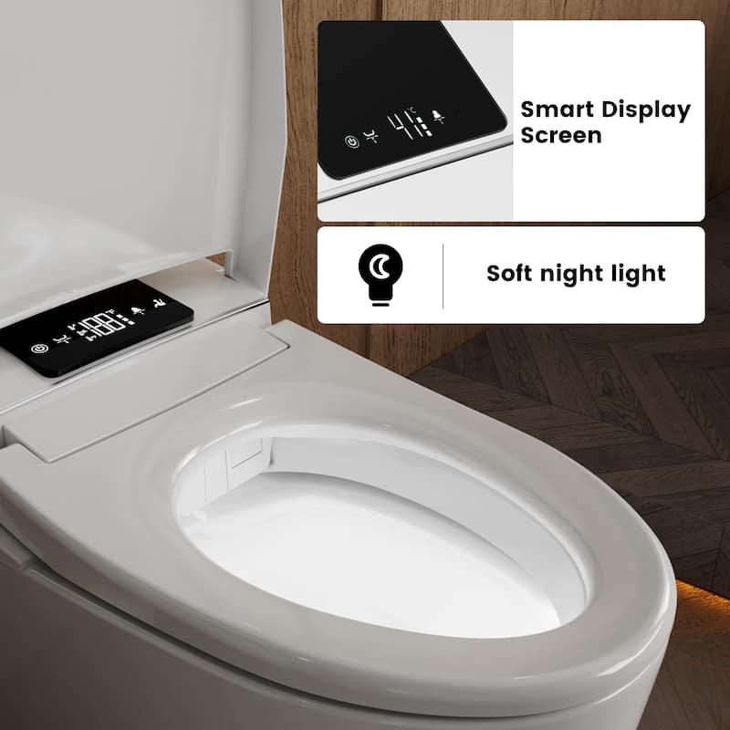 Smart Toilet with UV Sterilization, Dual Nozzles, Radar Sensor, Quiet Closing, Heated Seat, Night Light