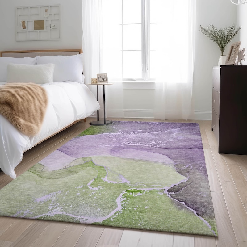 Premium Washable Super Soft Abstract Flow Contemporary Mayfield Rug - Purple - 8' x 10' - Rectangle