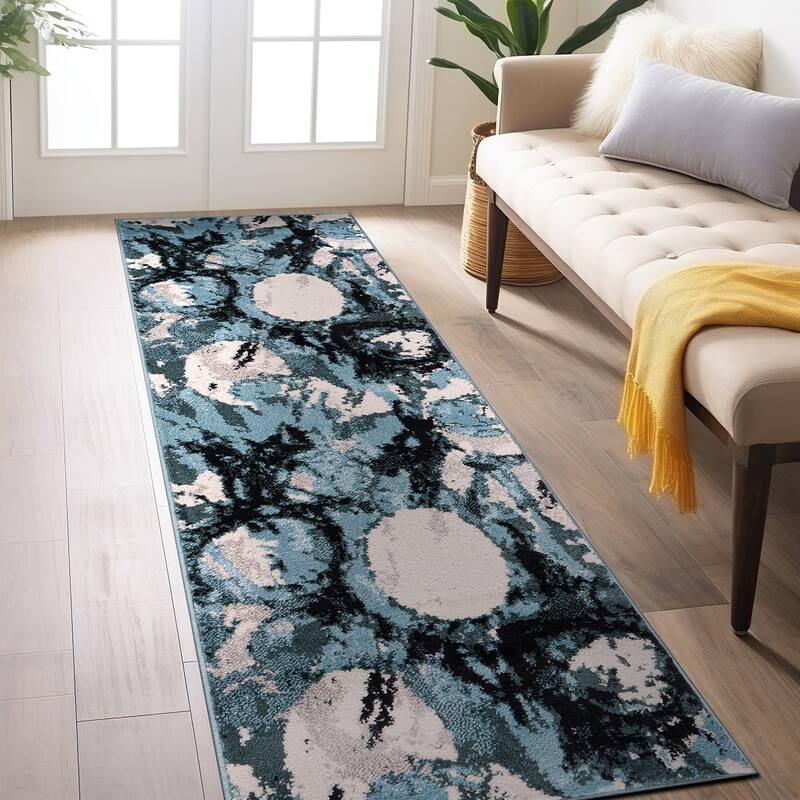 World Rug Gallery Contemporary Abstract Circles Black Area Rug