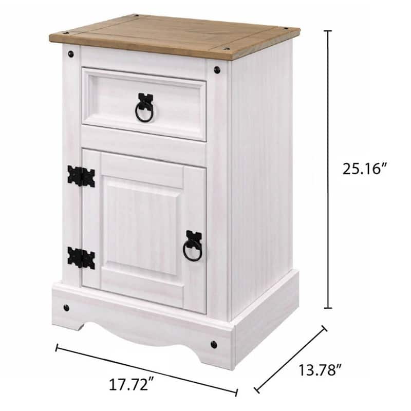 Wood Nightstand 1 Door 1 Drawer Corona Gray | Furniture Dash