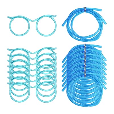 8 Pcs Straw Glasses, Plastic Round Novelty Drinking Eyeglasses Straws