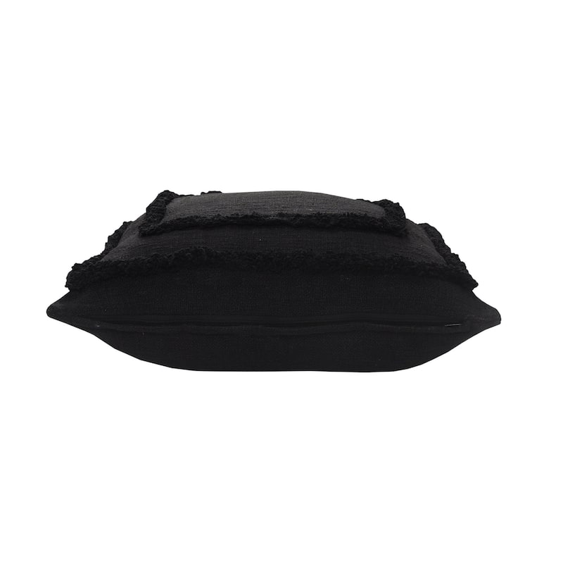HomeRoots 20" X 20" Black 100% Cotton Geometric Zippered Pillow