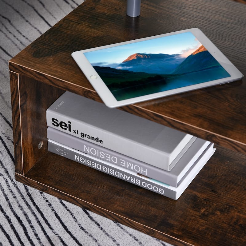 HOMCOM 20" Chic Designer S-Shaped Multi-Level Accent End Table Shelf with Steel Poles, White