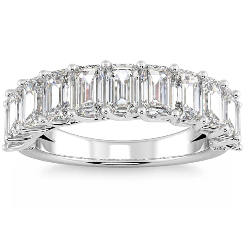 3.60Ct Emerald Diamond U-Prong Wedding Anniversary Ring Gold Lab Grown