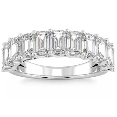 3.60Ct Emerald Diamond U-Prong Wedding Anniversary Ring Gold Lab Grown