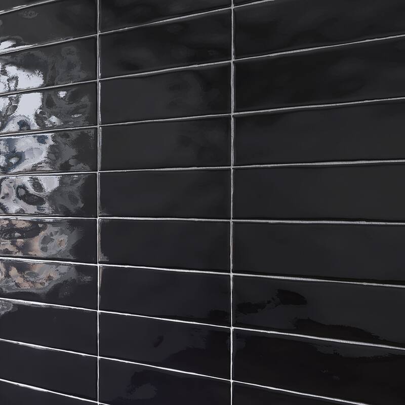 TileGen. Borgo 2.6" x 7.9" Porcelain in Noir Black Wall & Floor Tile (56 tiles/7.76 sqft.)