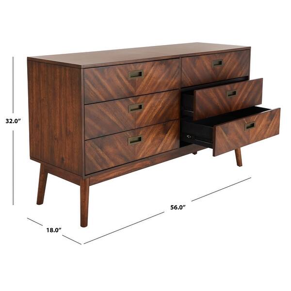 dimension image slide 0 of 3, SAFAVIEH Couture Donald Mid-century 6-drawer Dresser