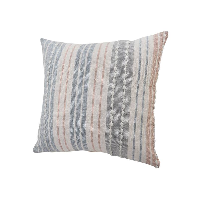 20" Gray and Blue Striped Square Throw Pillow