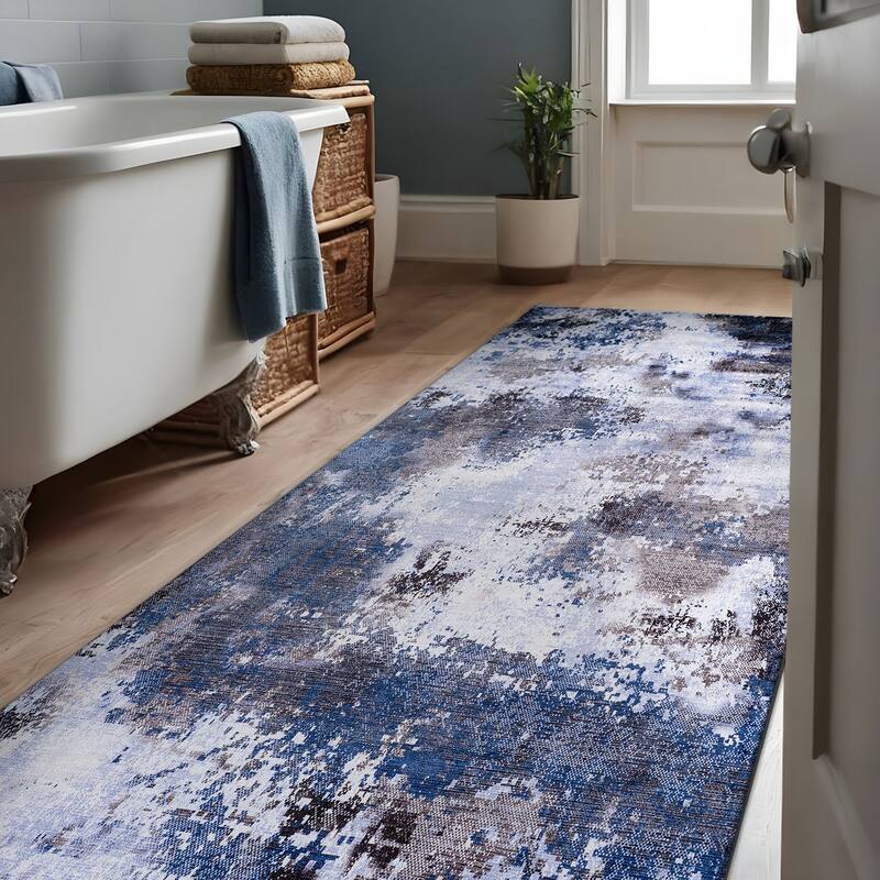 Beverly Rug Queen Abstract Non-Slip Rubber Back Washable Indoor Area Rug