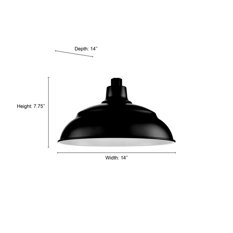 R Series 1-Light Aluminum Warehouse Shade Satin Black - Satin Black