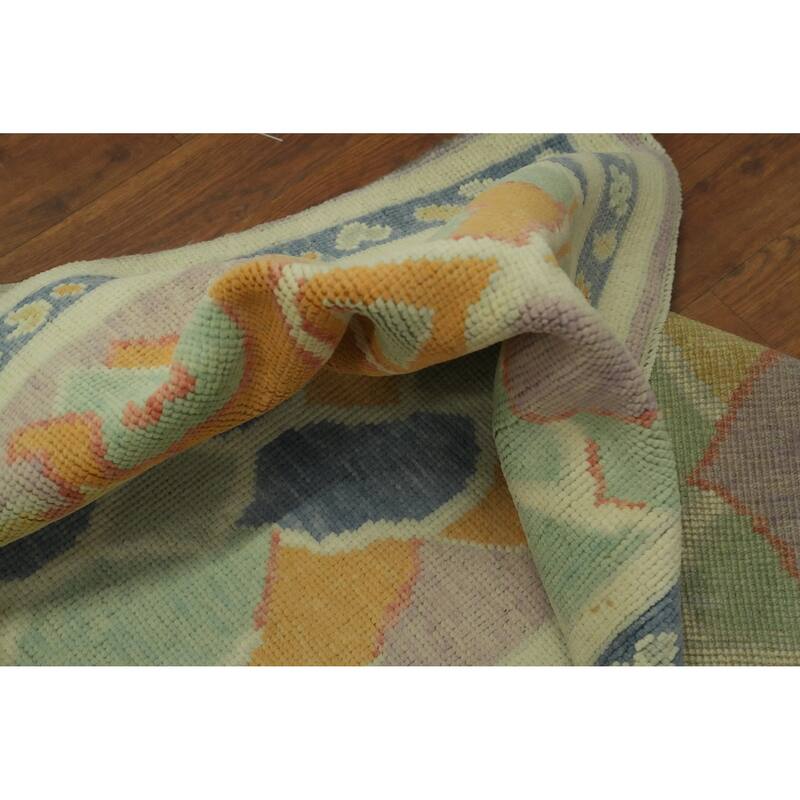 Vegetable Dye Wool Oushak Turkish Runner Rug 3x10 - 9' 10'' X 2' 11''