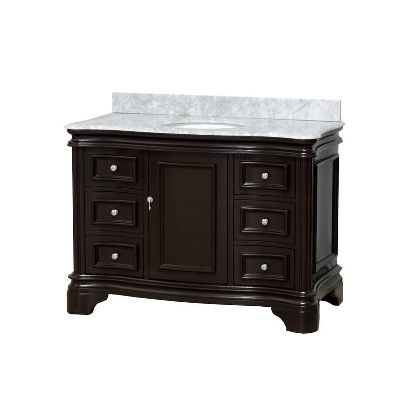 KitchenBathCollection Katherine 48" Bathroom Vanity with Carrara Marble Top