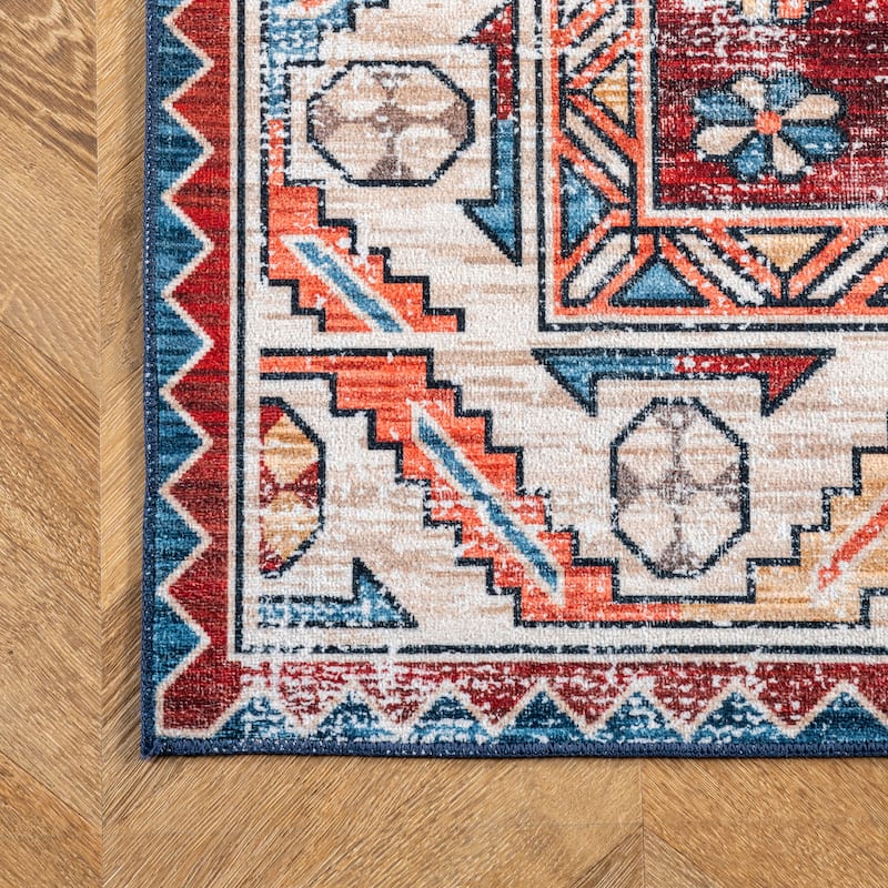 Nuloom Marli SpinClean Machine Washable Faded Medallion Area Rug