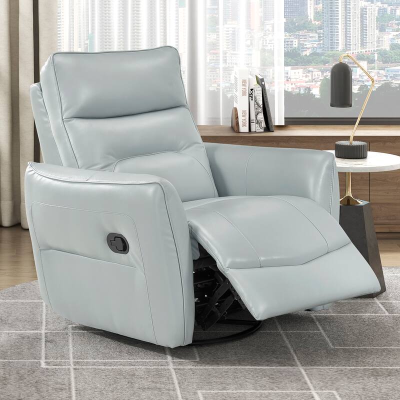 Esther 36" Leather Swivel Glider Recliner - Pull-Handle Motion