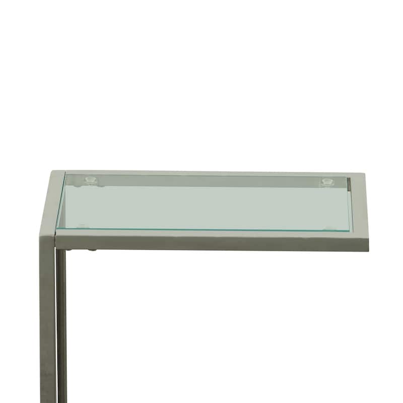 Carolina Living Aggie C-Form Accent Table - Harvest Oak Top - Aged Iron Base