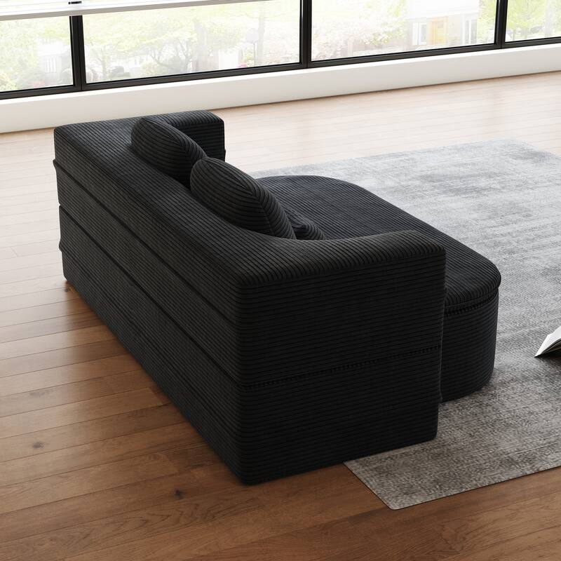 75''2-in-1 Foldable Sofa,Convertible Sleeper Foam Sofa Bed with Multi Functional Blanket, Floor Sofa Lounge Sofa