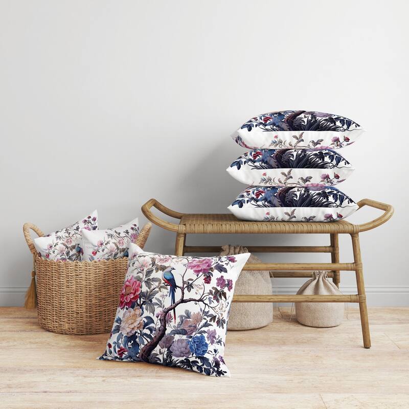 Bloom Bower Bliss Faux Suede Reversible Throw Pillow White and Pink