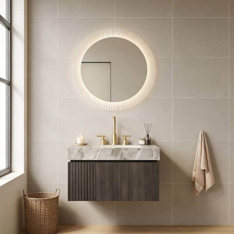 Floating Bathroom Vanity with 3 Pre-drilled Faucet Holes - 30 - Espresso