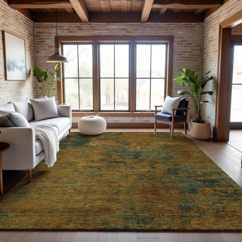 Premium Washable Super Soft Abstract Contemporary Mayfield Rug - Copper - 9' x 12'