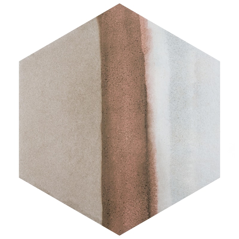 Merola Tile Matter Hex Canvas Taupe Red 7-7/8" x 9" Porcelain Floor and Wall Tile - Case (10 Tiles)