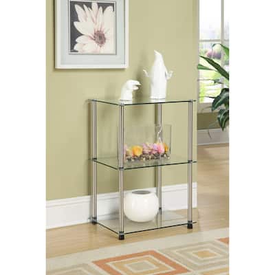 Tall Glass 3 Tier End Table, Stylish Modern Accent Side Table with Multiple Glass Shelves for Any Living Space - 18