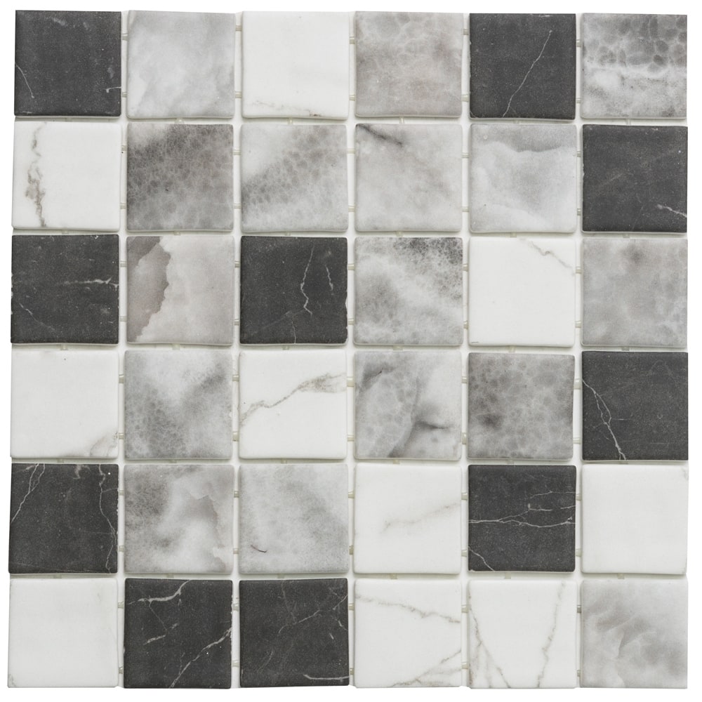 Eterna Square 12x12 Grey Matte Glass Grid Mosaic Tile - Floor, Wall, Backsplash